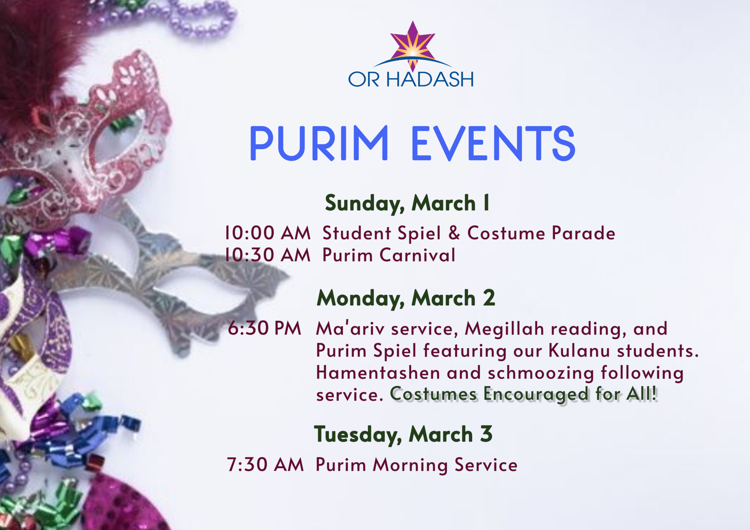 Purim Events 2026